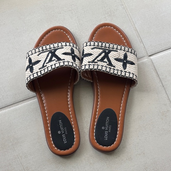 Louis Vuitton Shoes - Louis Vuitton Women's Black and Tan Sandals